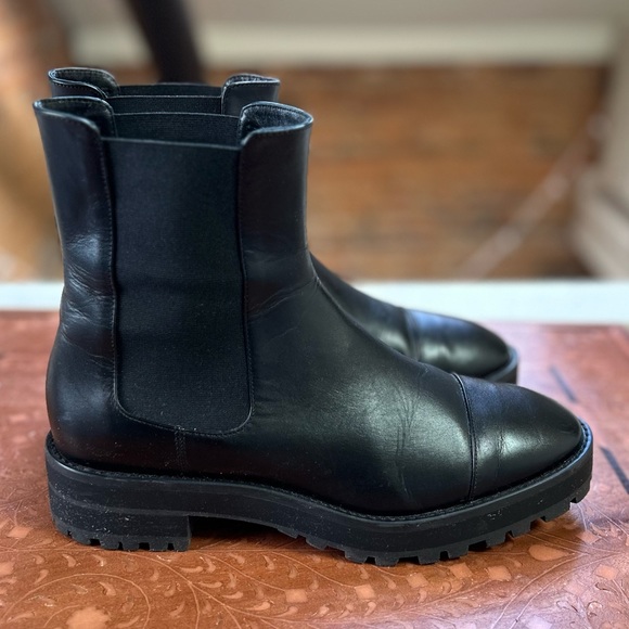 STUART WEITZMAN Mckenzee Leather Chelsea Boots in Black Chunky 90s Y2K Booties - Picture 10 of 15